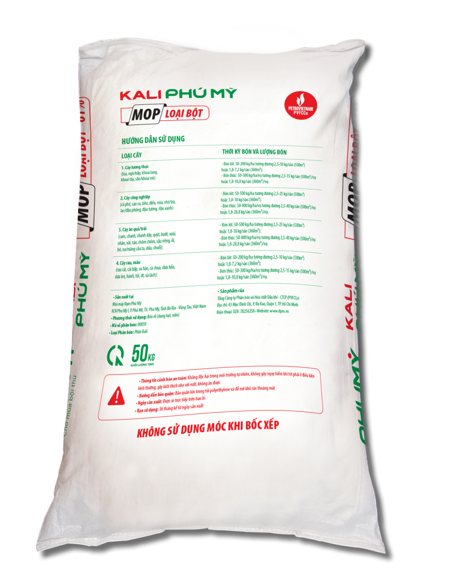 Hình ảnh bao bì Kali Phú Mỹ bột mặt sau Hình ảnh bao bì Kali Phú Mỹ bột mặt sau